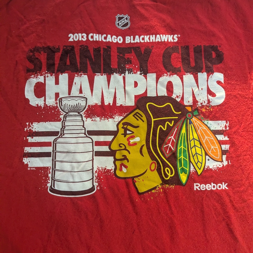 Reebok Red‎ Chicago Blackhawks Stanley Cup Champions T-Shirt - Picture 2 of 5
